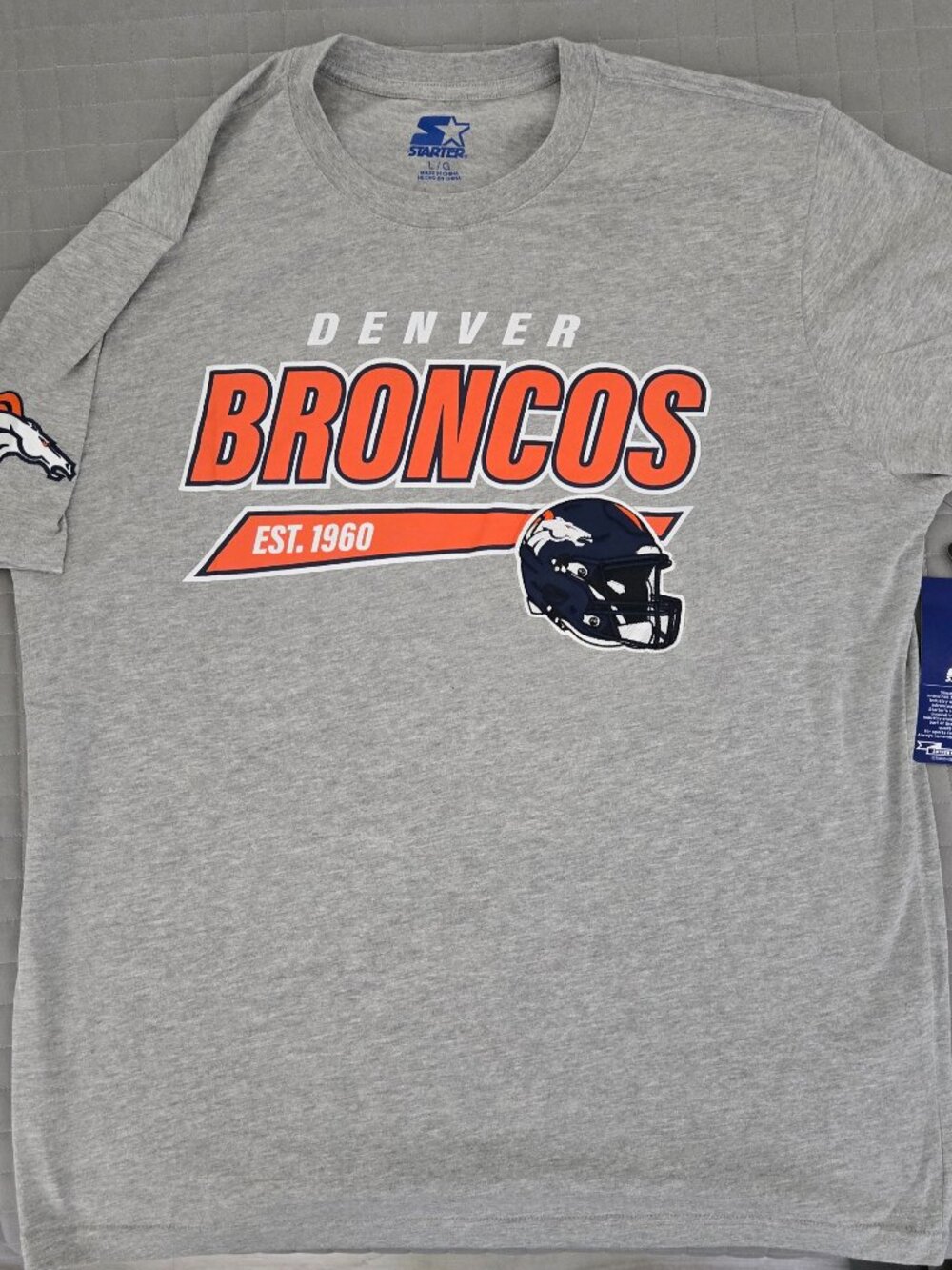 Men's Denver Broncos Starter Heather Gray Logo T-Shirt